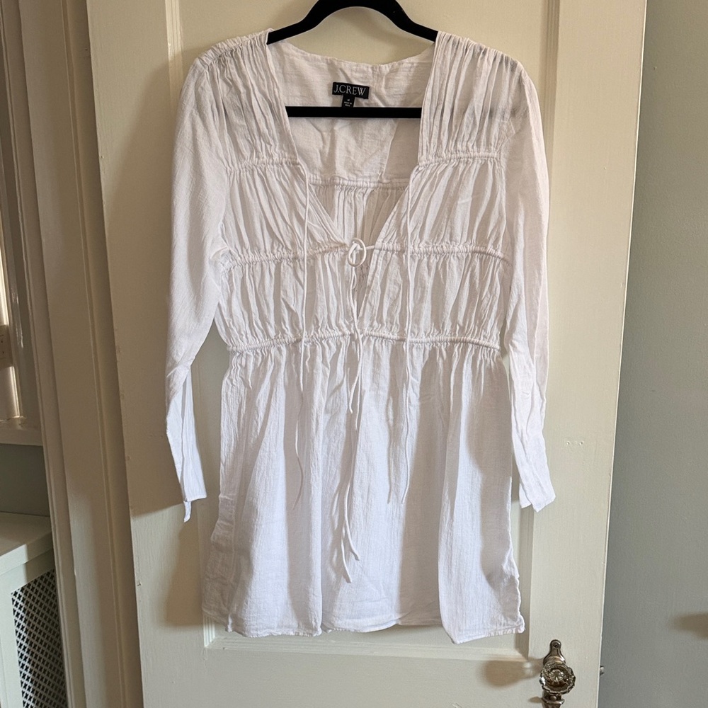 J. Crew White Gauze Peasant Cover-Up Dress